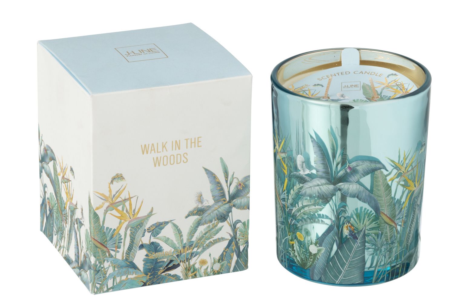 J-Line - Geurkaars Walk In The Woods Wax Blauw Large-55 Uren