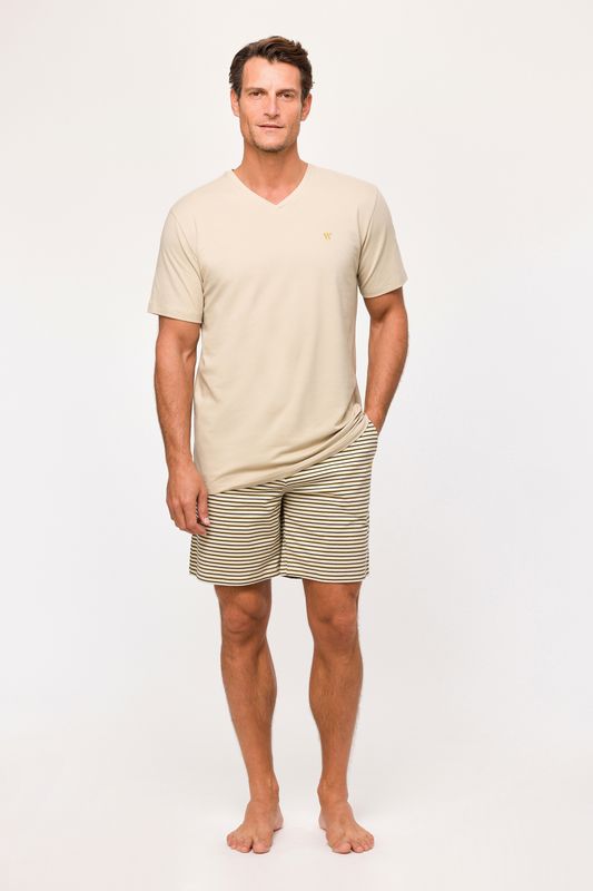 Woody - Herenpyjama - Beige