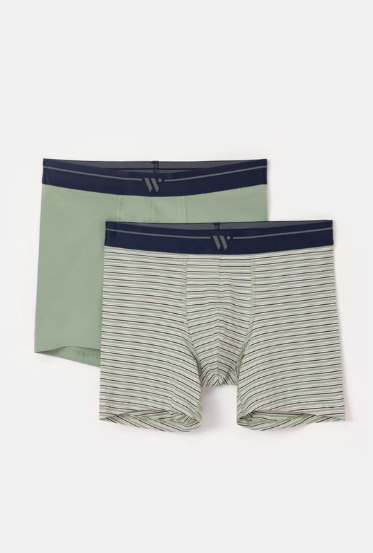 Woody - Duopack Heren Boxers - Kaki + Gestreept