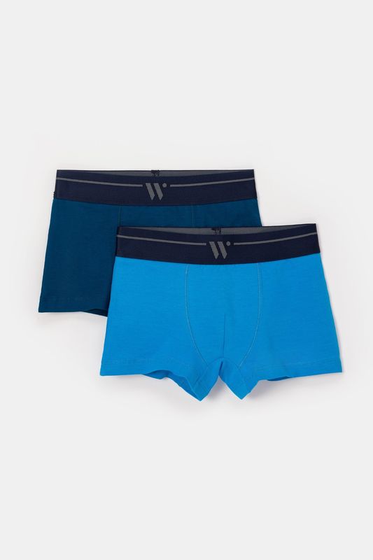 Woody - Duopack Heren Boxers - Blauw/Donkerblauw