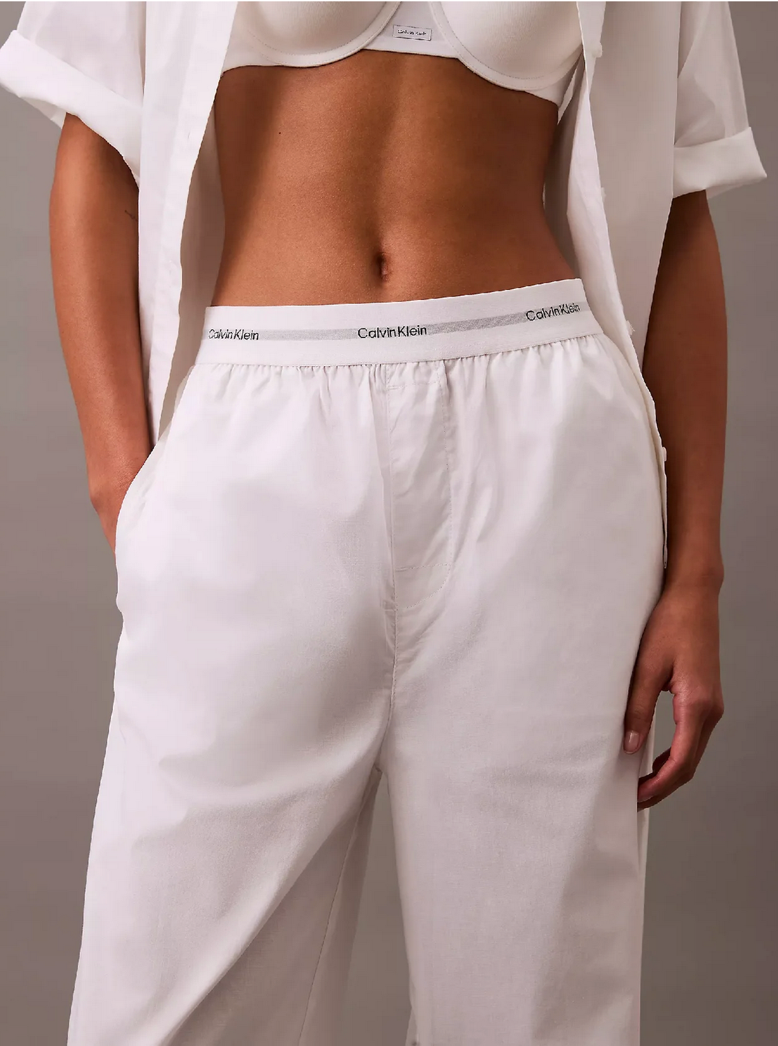 Calvin Klein - Katoenen Broek - Wit