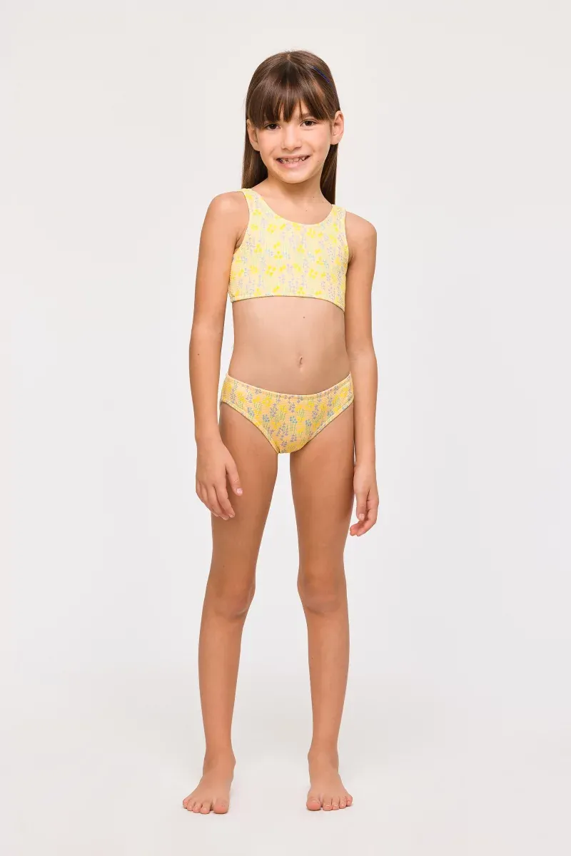 Woody - Bikini - Geel met Lavendelprint