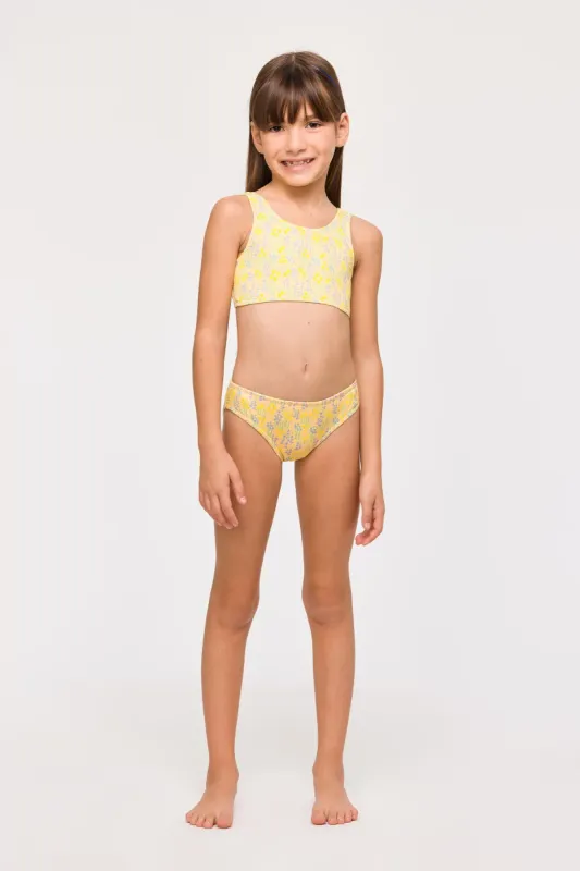 Woody - Bikini - Geel met Lavendelprint