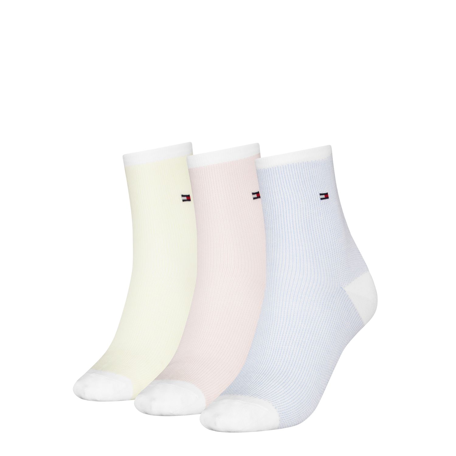 Tommy Hilfiger - 3 paar Dames Sokken - Lichtblauw/Lichtroze/Lichtgeel