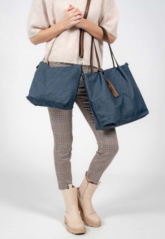 Emily &amp; Noah - Shopper 3 in 1 "Elke" Groot - Blauw/Taupe