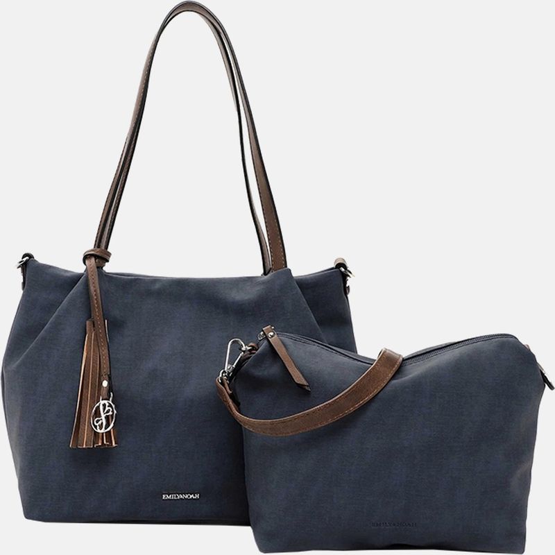 Emily &amp; Noah - Shopper 3 in 1 &quot;Elke&quot; - Blauw/Taupe