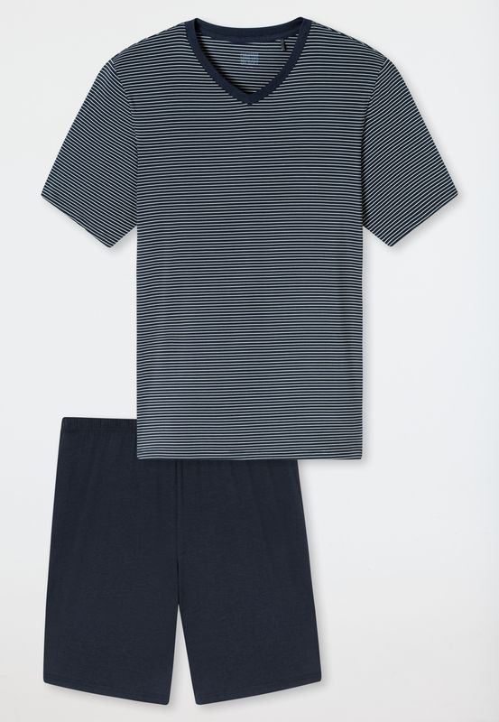 Schiesser - Long Life Soft Pyjama - Donkerblauw Gestreept