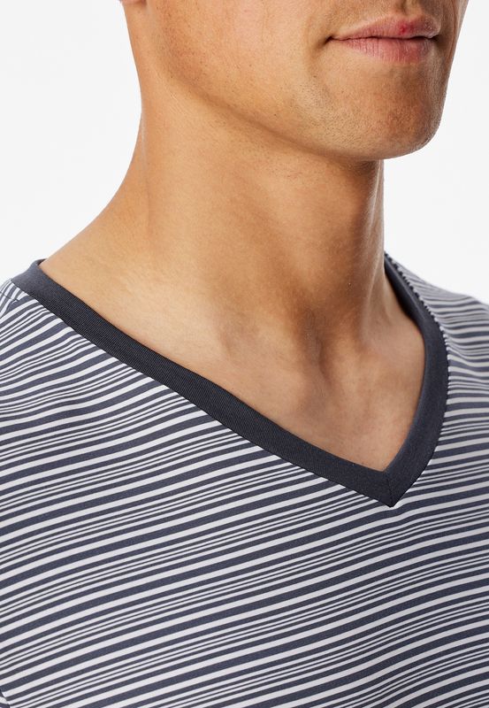 Schiesser - Long Life Soft Pyjama - Donkerblauw gestreept