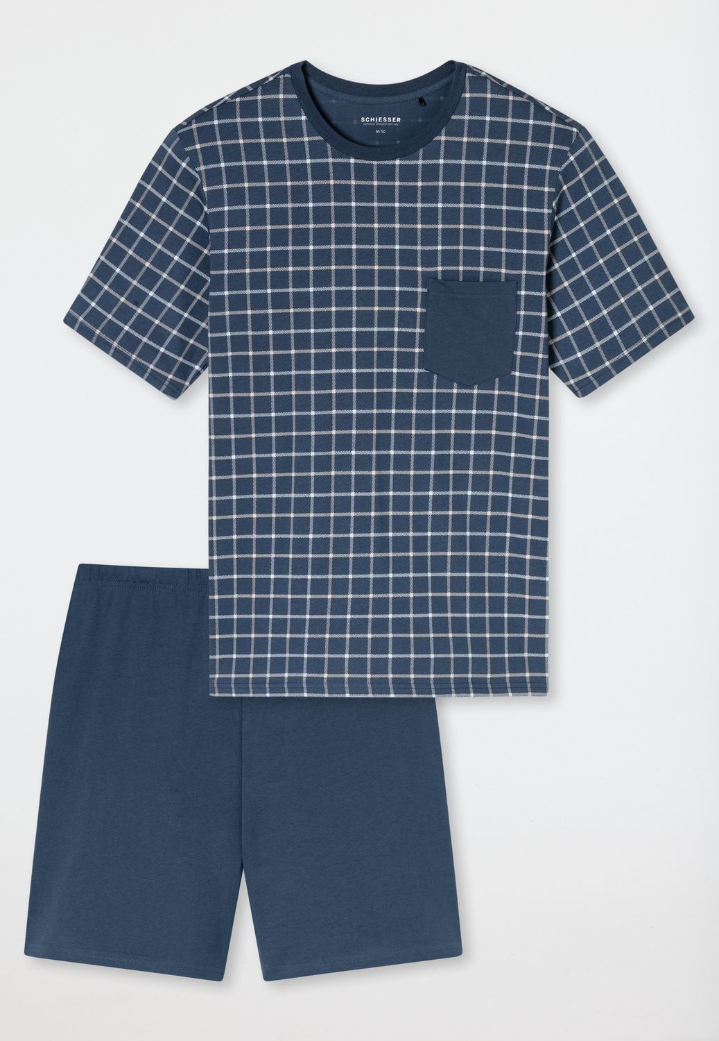 Schiesser - Comfort Fit Pyjama - Donkerblauw Geruit