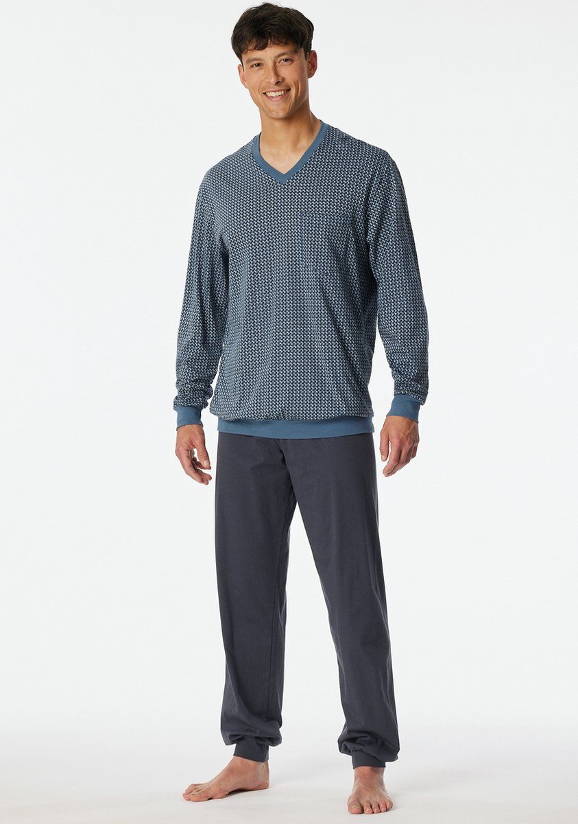 Schiesser - Comfort Fit Pyjama - Blauw Ruitjes