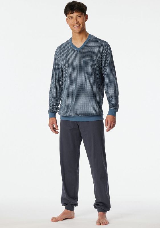 Schiesser - Comfort Fit Pyjama - Blauw Ruitjes