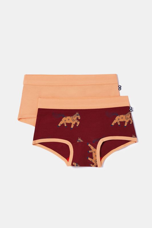 Woody - Duopack Meisjes Shorty - Zachtoranje+ Ponyprint