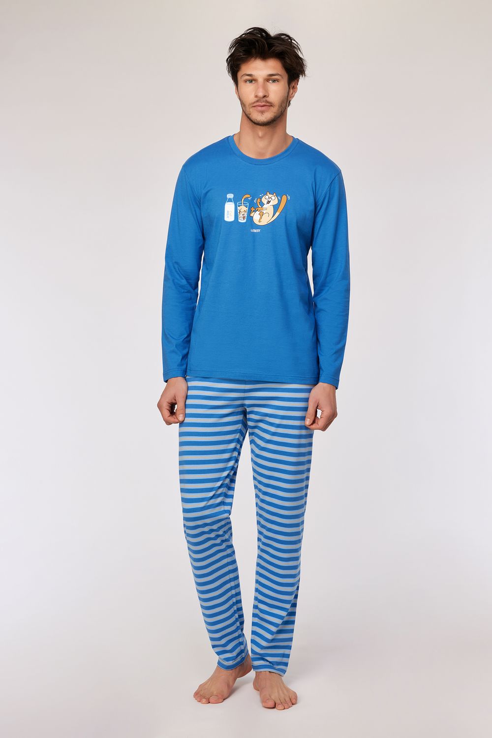 Woody - Jongens Pyjama - Donkerblauw Kat
