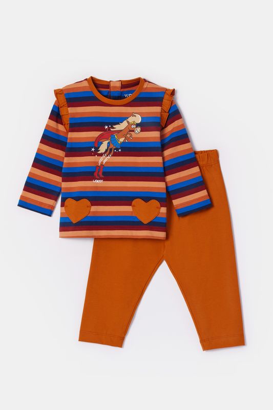 Woody - Baby Meisjes Pyjama - Multicolor Gestreept