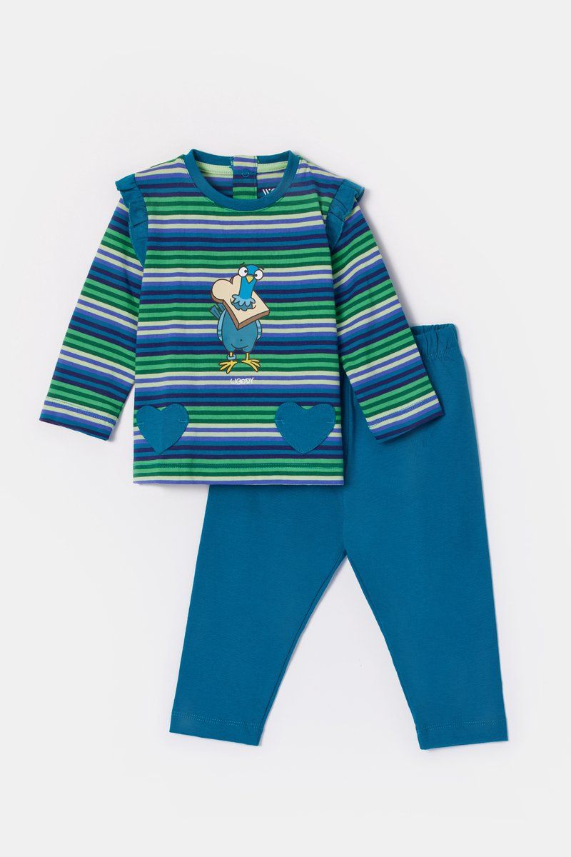Woody - Baby Meisjes Pyjama - Multicolor Gestreept