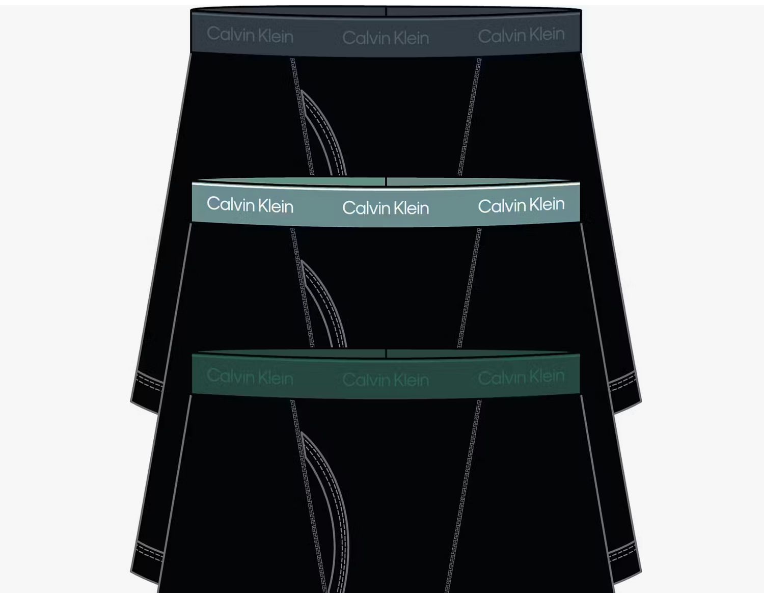 Calvin Klein - 3-Pack Cotton Boxers - Zwart met Groentinten Band