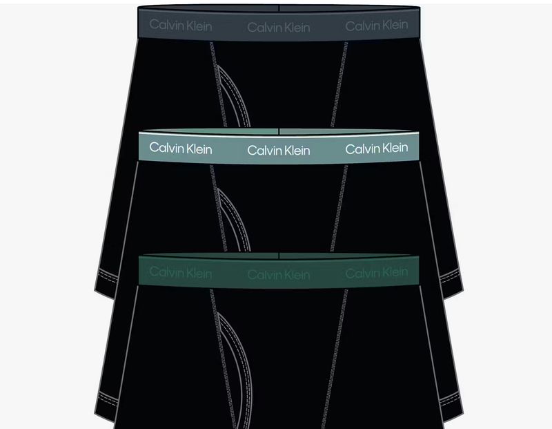Calvin Klein - 3-Pack Cotton Boxers - Zwart met Groentinten Band