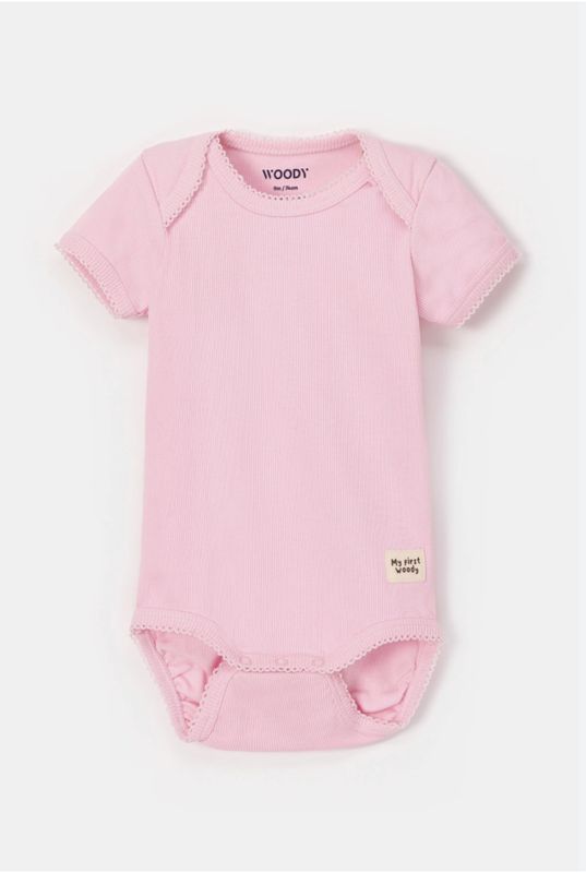 Woody - My First Woody - Roze romper van katoen