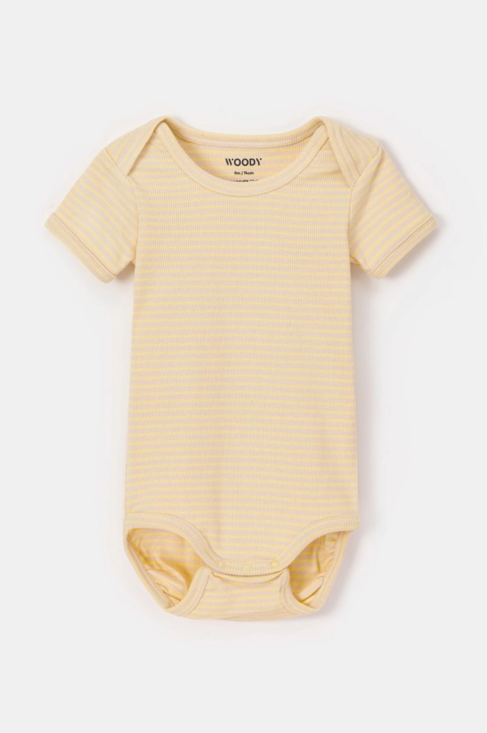 Woody - My First Woody - Gele romper van katoen - gestreept