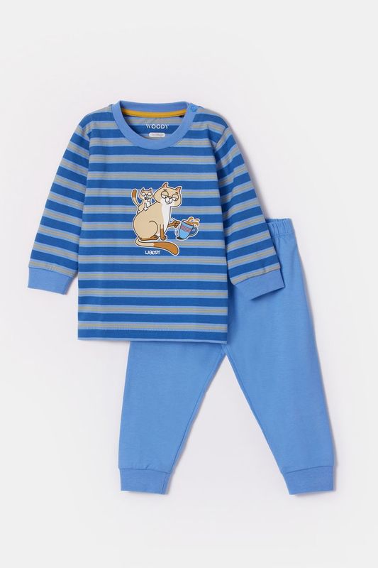 Woody - Baby Jongens Pyjama -Blauw Gestreept