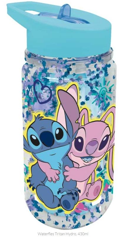 Lilo &amp; Stitch - Waterfles 330ml met Glitter