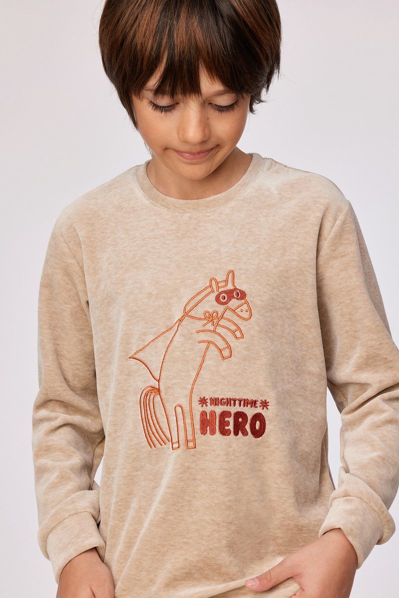 Woody - Jongens/Heren Pyjama - Beige