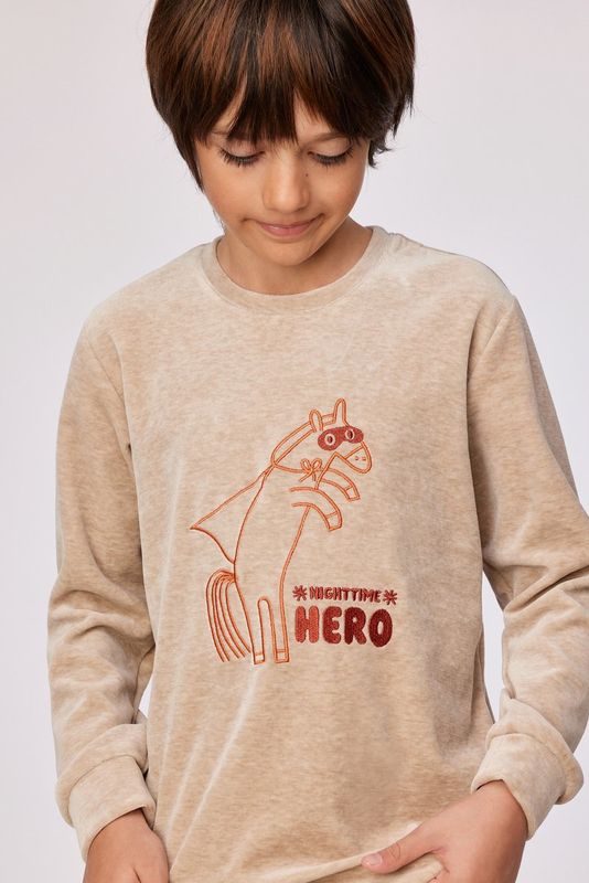 Woody - Jongens/Heren Pyjama - Beige