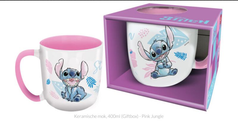 Lilo &amp; Stitch - Keramische mok, 400ml (Giftbox) - Pink Jungle