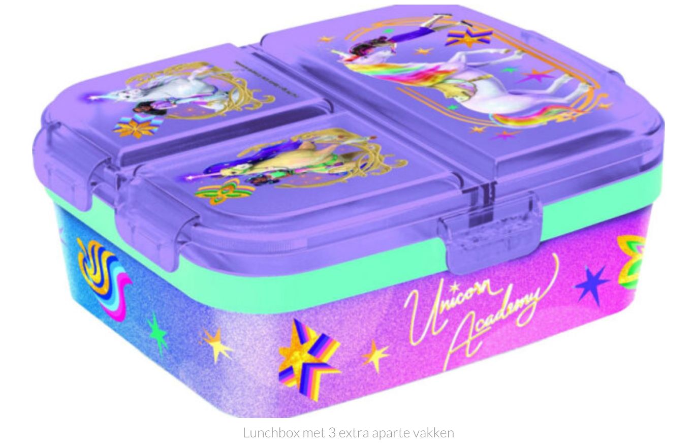 Unicorn Academy: Lunchbox met 3 extra aparte vakken