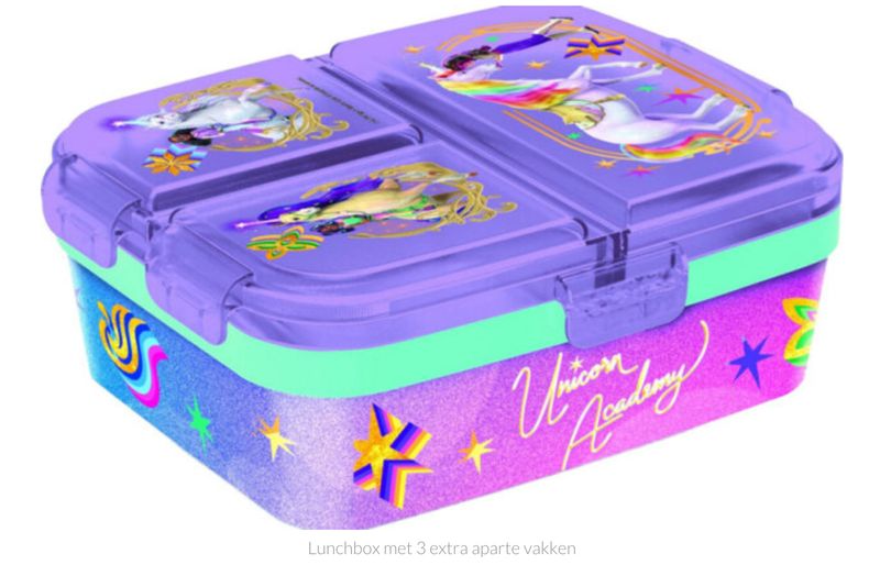 Unicorn Academy: Lunchbox met 3 extra aparte vakken