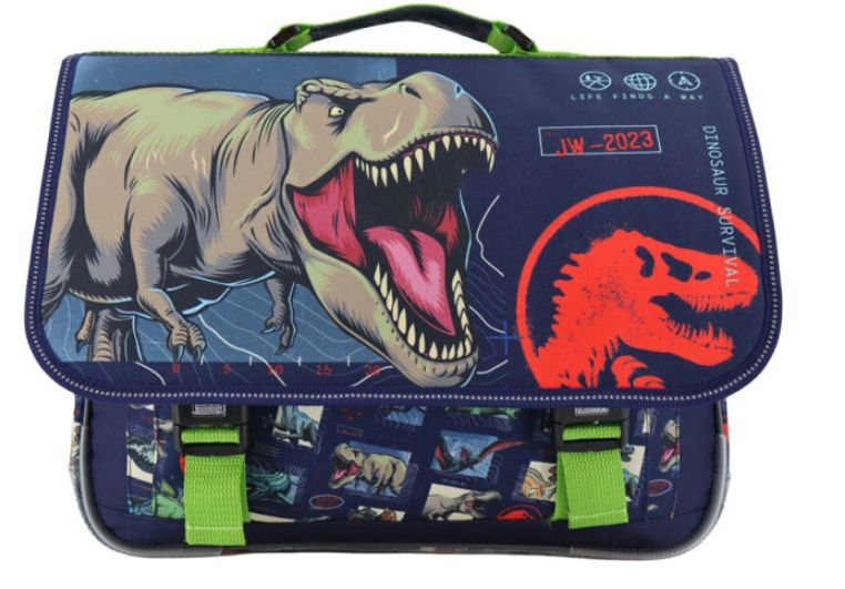 Jurassic World: Schooltas met 2 compartimenten + voorzakje, 31,5x41x15cm