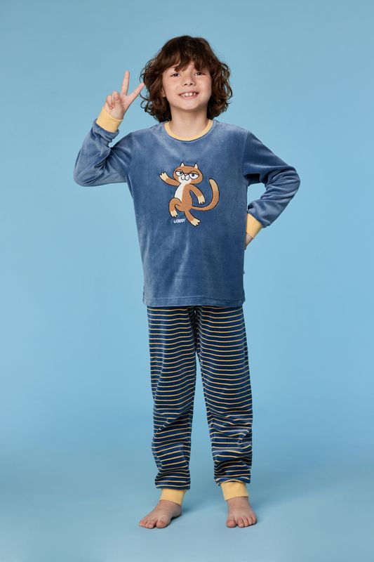 Woody - Jongens Pyjama - Blauwgrijs