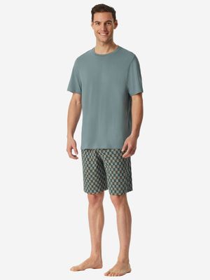 Schiesser - Korte pyjama in mineraal patroon - Casual Essentials - Mineraal