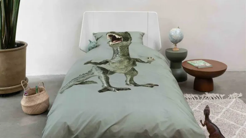 Snurk - Dekbedovertrekset 1-Persoon - Dino Jurassic Green