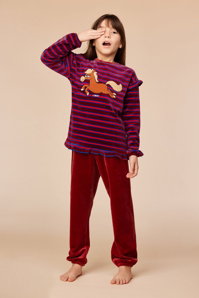 Woody - Meisjes/Dames Pyjama - Rood Gestreept
