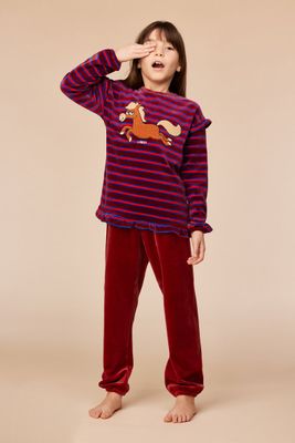 Woody - Meisjes/Dames Pyjama - Rood Gestreept