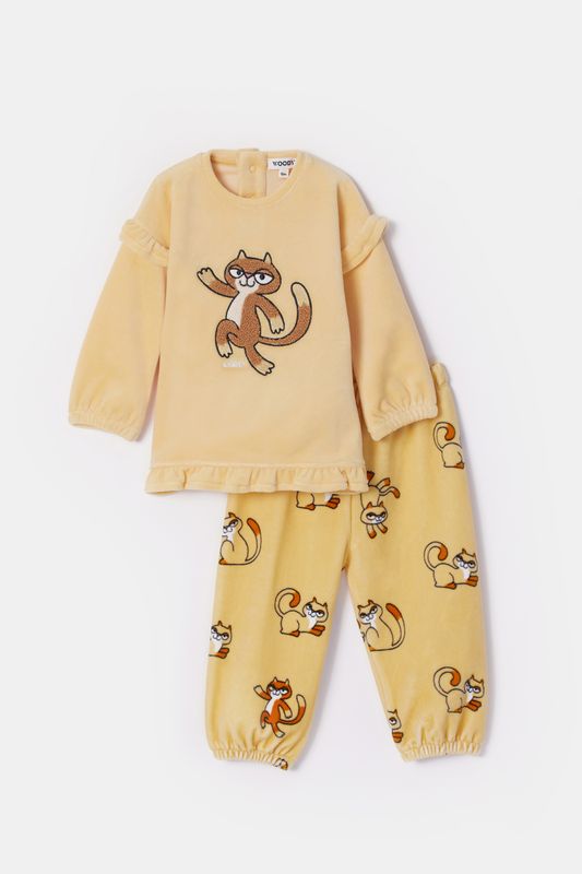 Woody - Baby Meisjes Pyjama - Lichtgeel