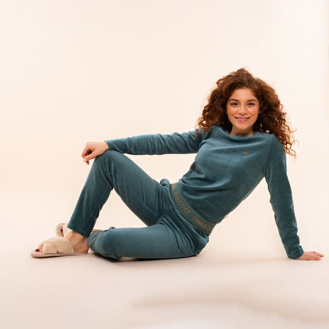 Charlie Choe - Velours Huispak - Teal Green