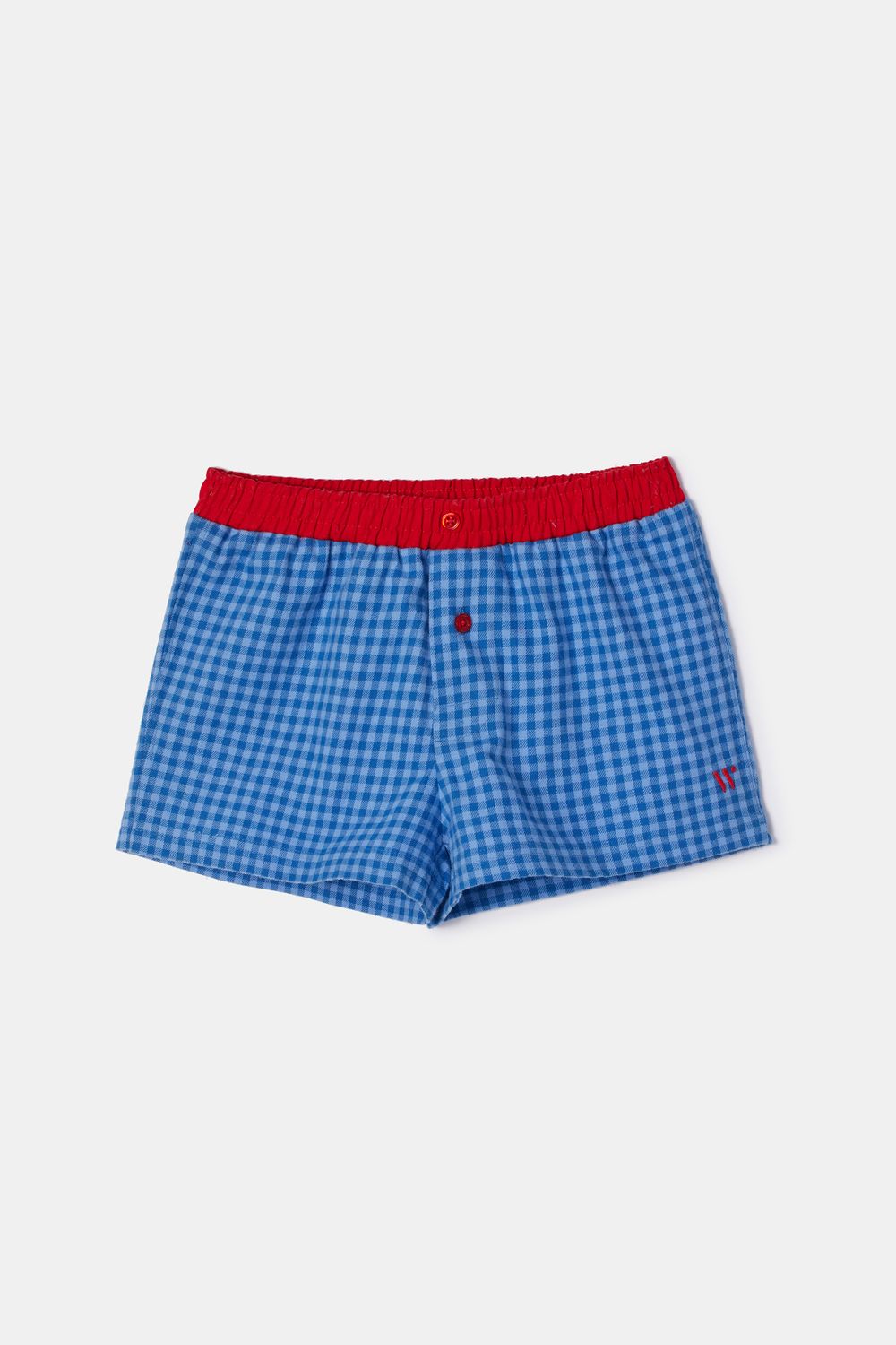Woody - Geweven Herenboxer - Blauwe Ruitjes