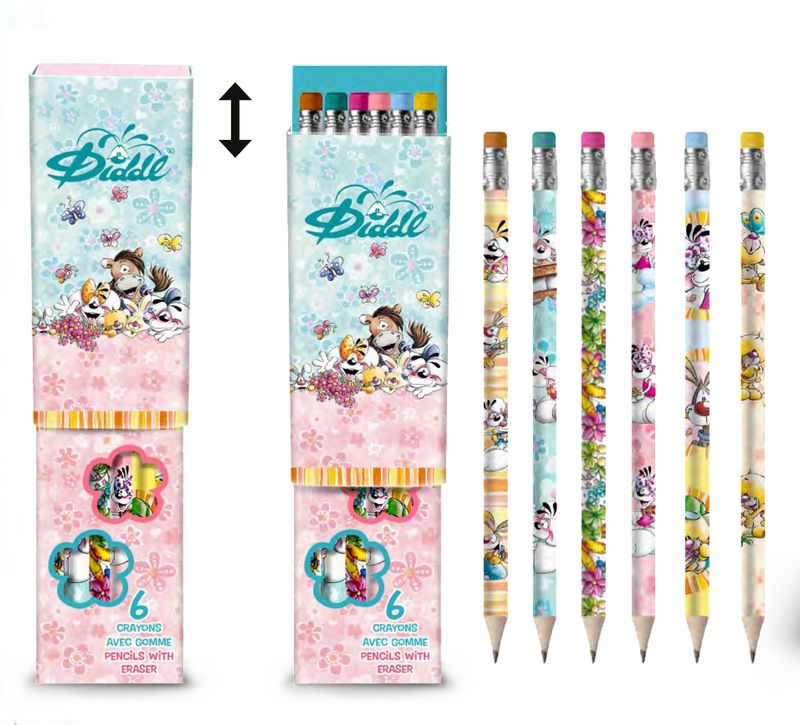 Diddl - potlood met gom - SET van 6 stuks  *** PRESALE mei/26 ***