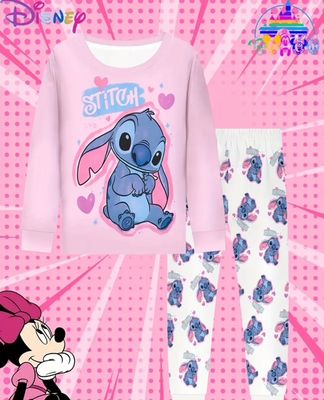 Stitch - Pyjama - Meisjes - Roze - Broek met all-over print