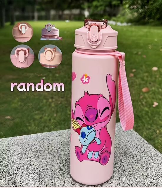 Disney Stitch Drinkfles – 4 Designs – 800 ml – Lekvrij &amp; Herbruikbaar - Roze