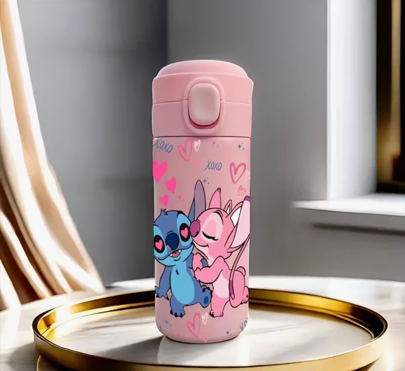 Disney Stitch &amp; Angel Thermosfles – 420ml – Roestvrij staal – Geïsoleerd &amp; Lekvrij