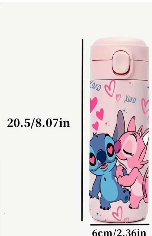 Disney Stitch &amp; Angel Thermosfles – 420ml – Roestvrij staal – Geïsoleerd &amp; Lekvrij