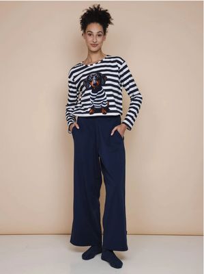 Snurk - Dames Sweater en Broek &quot;Pierre&quot; - Donkerblauw Gestreept
