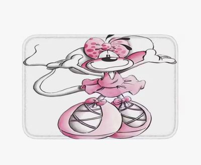 Diddl Deurmat – 50x80 cm – Zachte Pluche Antislip Mat met Roze &amp; Wit Design