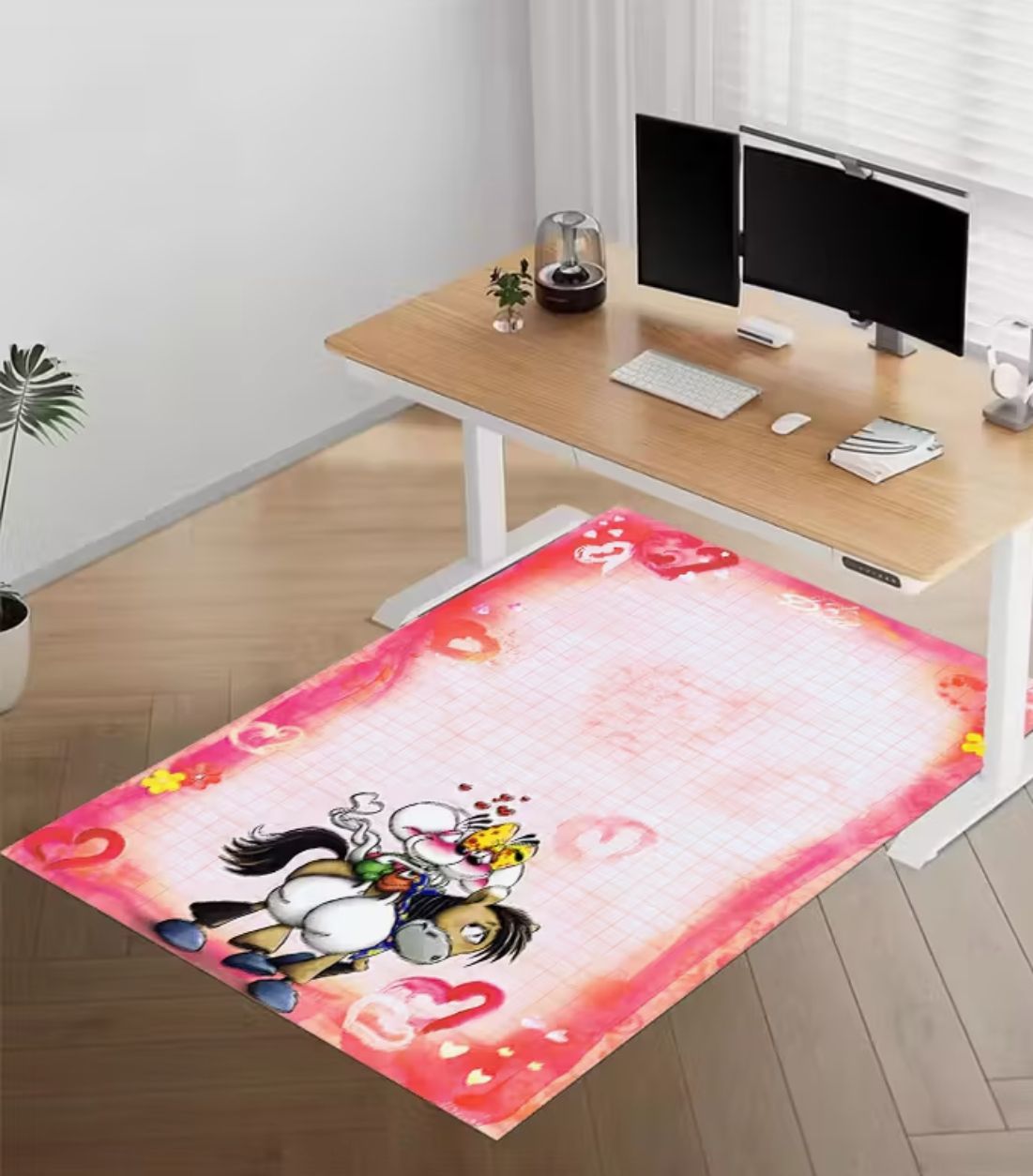 Diddl Vloermat – 80x120 cm – Antislip Kantoorstoelmat met Roze Hartjes Design