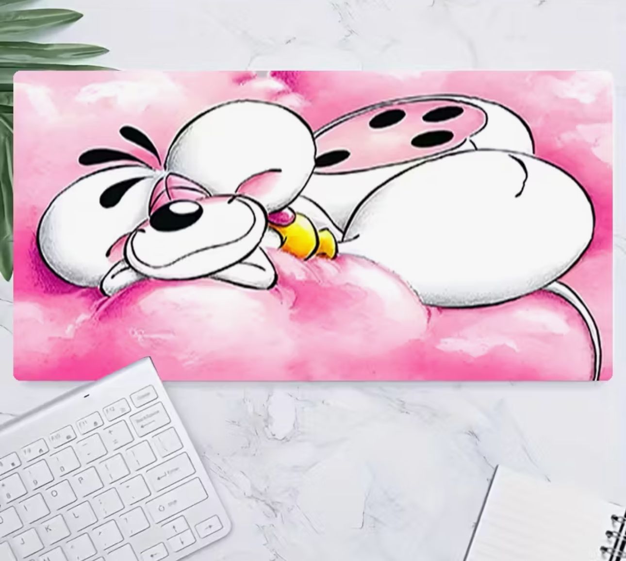 Diddl Muismat – 30x60 cm – Anti-Slip Bureau Mat met Roze Wolk Design