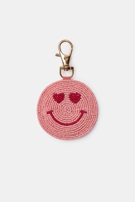 Woody &amp; kirilove - sleutelhanger - roze smiley