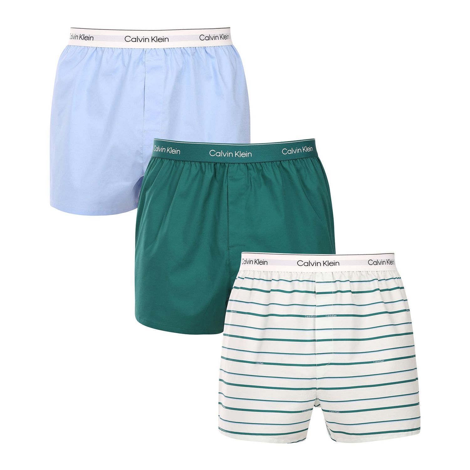 Calvin Klein - 3-Pack Losse Boxers - Groen/Blauw